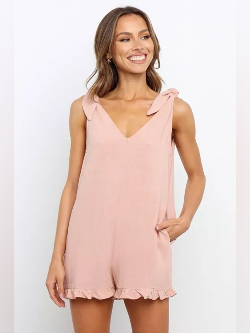 Petal & Pup Women's Lorelai Playsuit Romper Size 8 Dusty Pink NWT 100% Linen